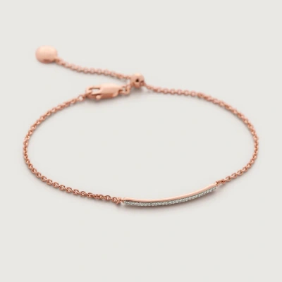 Monica Vinader Skinny Diamond Short Bar Bracelet, Rose Gold Vermeil On Silver In Pink