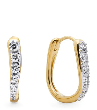 Monica Vinader Small Gold Vermeil And Diamond Riva Hoop Earrings