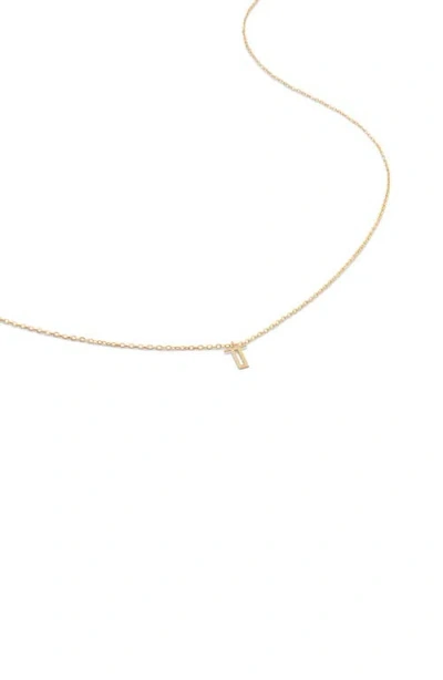 Monica Vinader Small Initial Pendant Necklace In 14kt Solid Gold - T