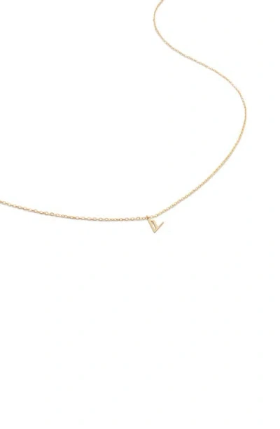 Monica Vinader Small Initial Pendant Necklace In 14kt Solid Gold - V