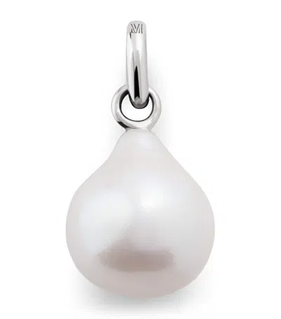 Monica Vinader Small Sterling Silver And Pearl Pendant In White