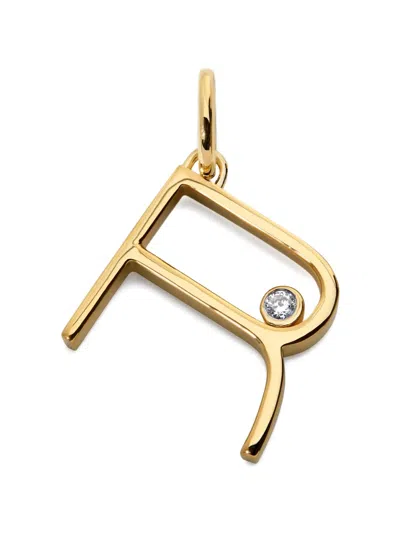 Monica Vinader Solitaire Diamond Initial Pendant In Gold