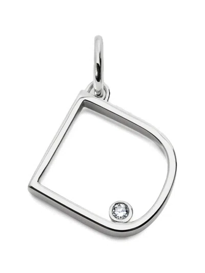 Monica Vinader Solitaire Diamond Initial Pendant In Silver
