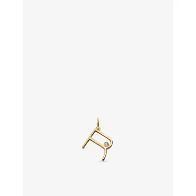 Monica Vinader Solitaire Diamond Initial R 18ct Yellow-gold Vermeil And 0.035ct&nbsp; Lab-grown Diamond Pendant