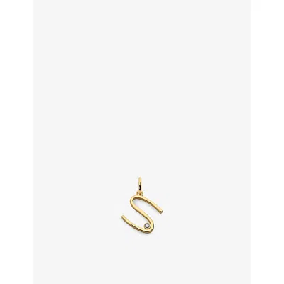 Monica Vinader Solitaire Diamond Initial S 18ct Yellow-gold Vermeil And 0.035ct  Lab-grown Diamond Pendant