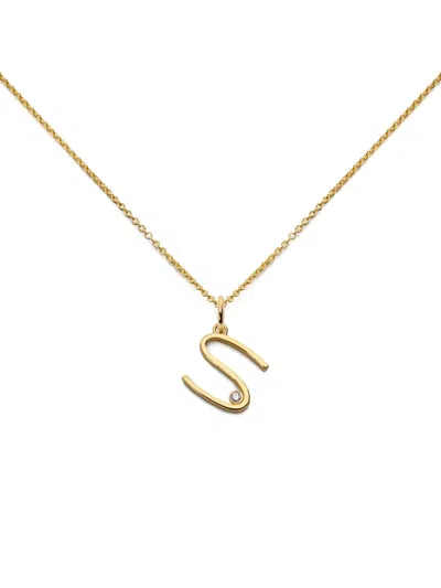 Monica Vinader Solitaire Diamond Initial S Pendant In Gold