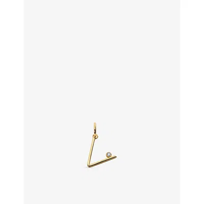 Monica Vinader Solitaire Diamond Initial V 18ct Yellow-gold Vermeil And 0.035ct  Lab-grown Diamond Pendant