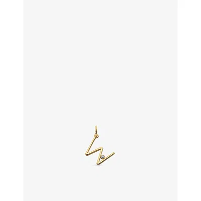 Monica Vinader Solitaire Diamond Initial W 18ct Yellow-gold Vermeil And 0.035ct  Lab-grown Diamond Pendant
