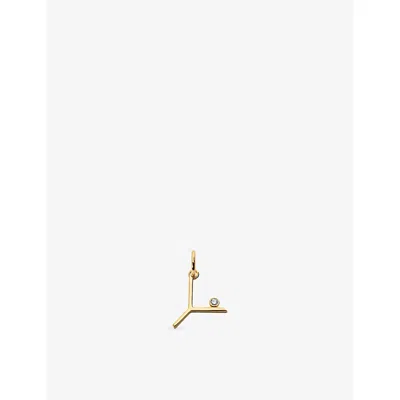 Monica Vinader Solitaire Diamond Initial Y 18ct Yellow-gold Vermeil And 0.035ct  Lab-grown Diamond Pendant