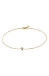 Monica Vinader 14kt Yellow Gold Solitaire Diamond Bracelet In 14k Gold/diamond