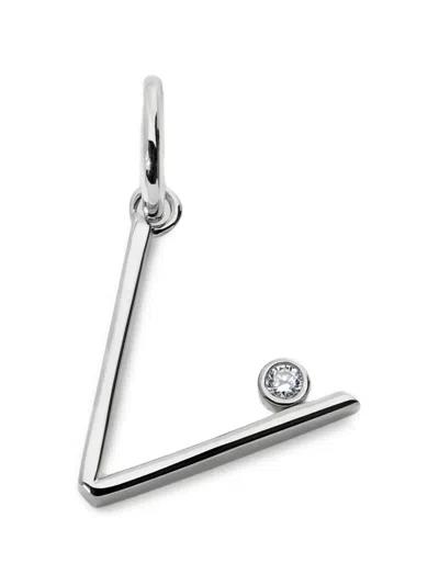 Monica Vinader Womens Solitaire Diamond Initial V Sterling-silver And 0.035ct Lab-grown Diamond Pendant