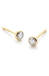 Monica Vinader Gold Solitaire Diamond Stud Earrings Lab Grown Diamond In Gold