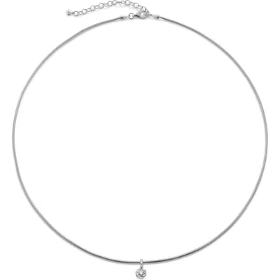 Monica Vinader Solitaire Lab Grown Diamond Pendant Snake Chain Necklace In Metallic