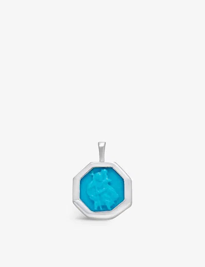 Monica Vinader Womens Sterling Silver St Christopher Recycled Sterling-silver And Turquoise Charm Pe