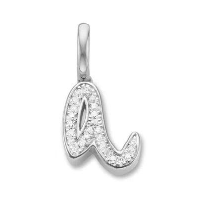 Monica Vinader Sterling Silver Alphabet A Diamond Pendant Charm Diamond In Metallic