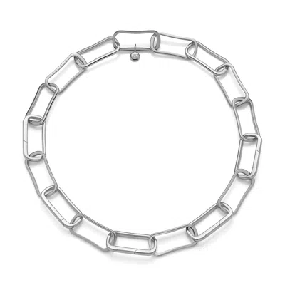 Monica Vinader Sterling Silver Alta Capture Large Link Necklace Adjustable 43cm/17' In Metallic