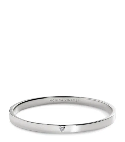 Monica Vinader Sterling Silver And Diamond Essentials Bangle In Metallic