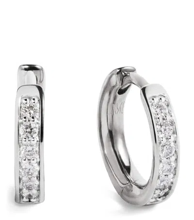 Monica Vinader Sterling Silver And Diamond Essentials Huggie Earrings In Metallic