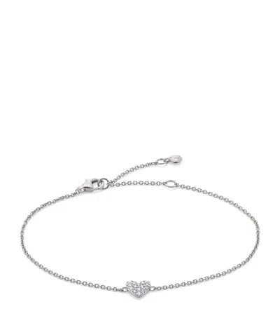 Monica Vinader Sterling Silver And Diamond Heart Bracelet In Metallic