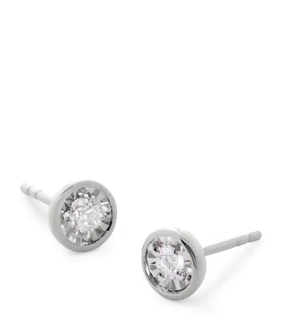 Monica Vinader Sterling Silver And Diamond Stud Earrings In Brown