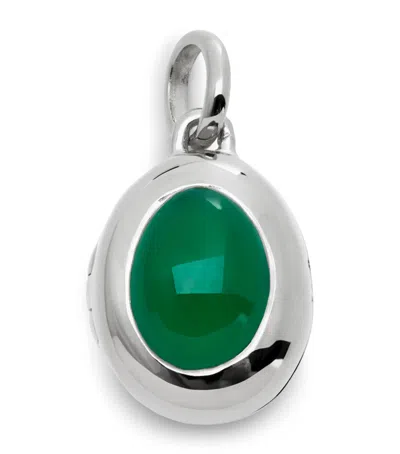 Monica Vinader Sterling Silver And Green Onyx May Birthstone Locket