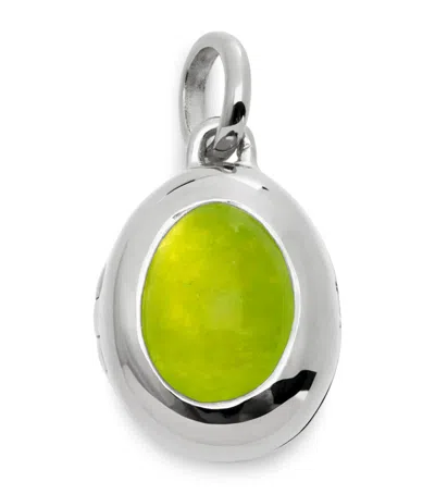 Monica Vinader Sterling Silver And Peridot Quartz August Birthstone Locket In Green