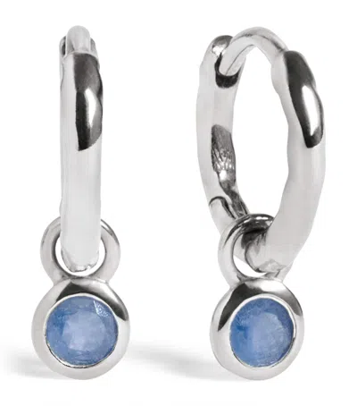 Monica Vinader Sterling Silver And Sapphire September Birthstone Huggie Earrings In Blue