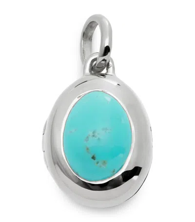 Monica Vinader Sterling Silver And Turquoise December Birthstone Locket In Metallic