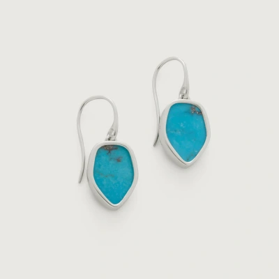 Monica Vinader Sterling Silver Atlantis Flint Wire Earrings Turquoise In Gray