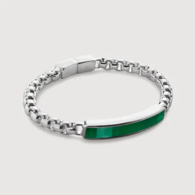 Monica Vinader Sterling Silver Baja Men's Bracelet Green Onyx