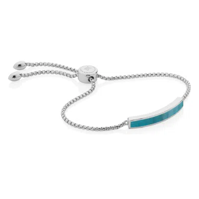 Monica Vinader Sterling Silver Baja Skinny Friendship Chain Bracelet Turquoise In Metallic
