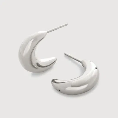 Monica Vinader Sterling Silver Crescent Moon Medium Hoop Earrings In Metallic