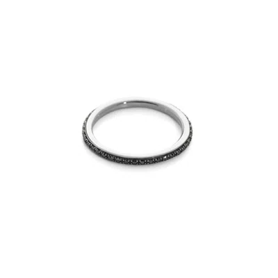 Monica Vinader Sterling Silver Diamond Eternity Ring 1.4mm Black Diamond