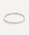 Monica Vinader Sterling Silver Diamond Pave' Essential Bangle Bracelet In Silver