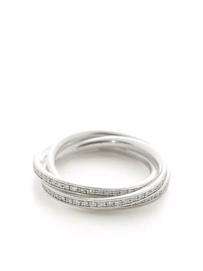 Monica Vinader Sterling Silver Diamond Rolling Ring Diamond