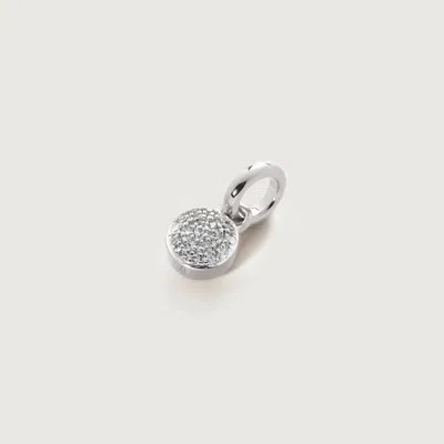 Monica Vinader Sterling Silver Fiji Mini Button Diamond Pendant Charm Diamond In Metallic