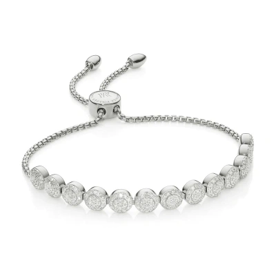 Monica Vinader Sterling Silver Fiji Mini Button Friendship Chain Bracelet Diamond In Metallic