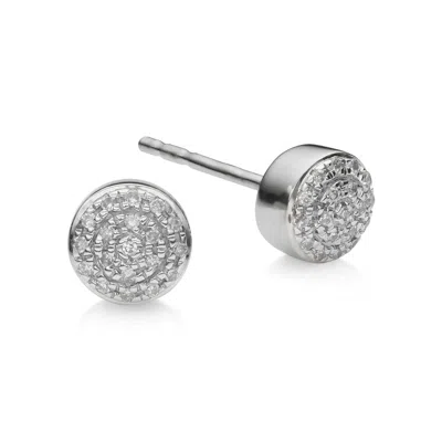 Monica Vinader Sterling Silver Fiji Mini Button Stud Earrings Diamond In Metallic