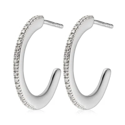 Monica Vinader Sterling Silver Fiji Skinny Hoop Diamond Earrings Diamond In Metallic