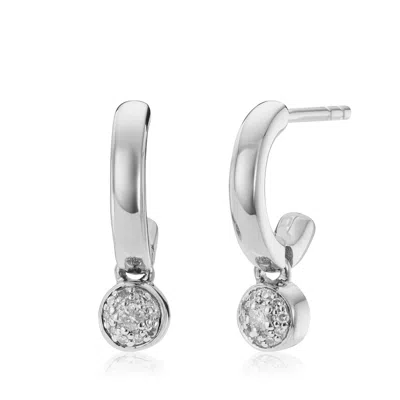Monica Vinader Sterling Silver Fiji Tiny Button Diamond Mini Huggie Earrings - Diamond Diamond In Metallic