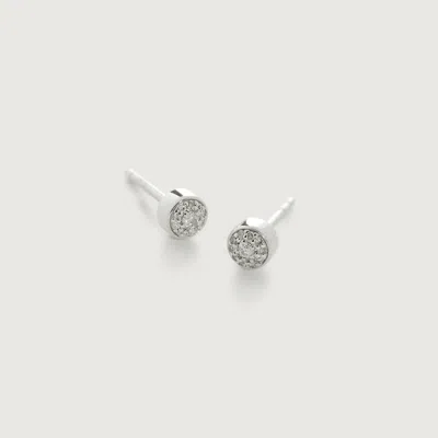 Monica Vinader Sterling Silver Fiji Tiny Button Diamond Stud Earrings Diamond In Metallic
