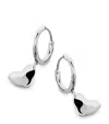 Monica Vinader Sterling Silver Heart Drop Huggie Earrings In Metallic