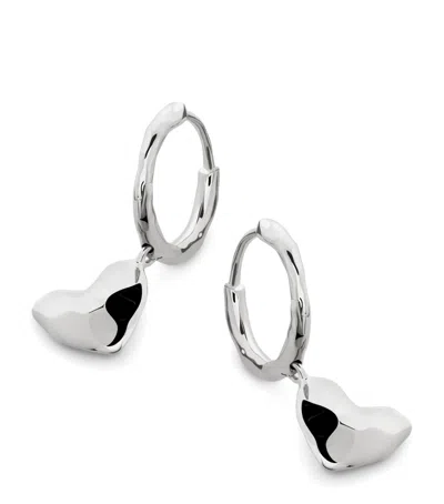 MONICA VINADER STERLING SILVER HEART DROP HUGGIE EARRINGS
