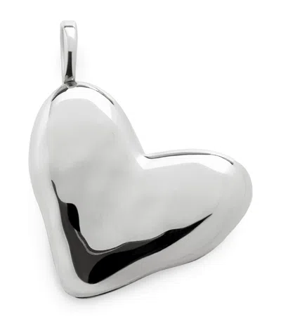 Monica Vinader Sterling Silver Heart Locket Pendant In Metallic