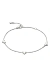 Monica Vinader Sterling Silver Heart Station Chain Bracelet In Sterling Silver