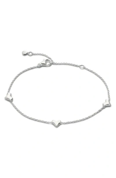 Monica Vinader Sterling Silver Heart Station Chain Bracelet