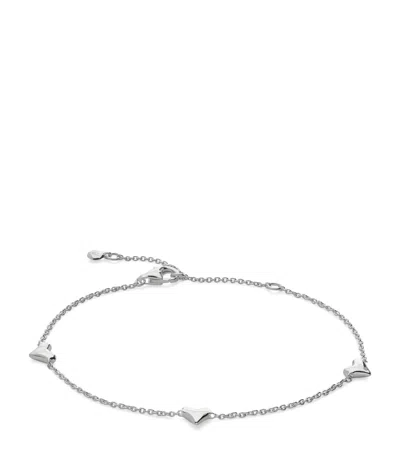 Monica Vinader Sterling Silver Heart Station Chain Bracelet In Gray
