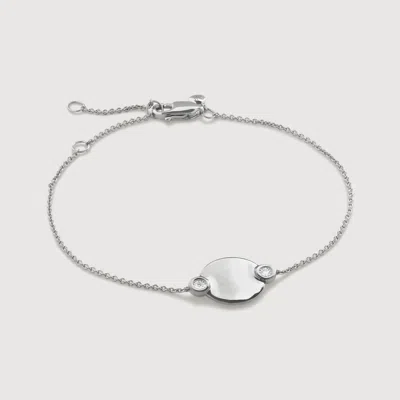 Monica Vinader Sterling Silver Lab Grown Diamond Engravable Chain Bracelet Lab Grown Diamond In Metallic