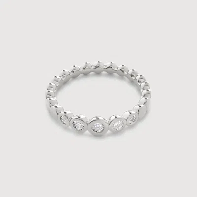 Monica Vinader Sterling Silver Graduated Diamond Half Eternity Ring Lab Grown Diamond In Metallic