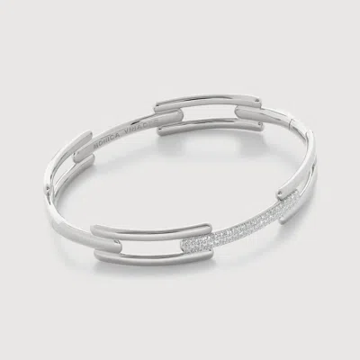 MONICA VINADER STERLING SILVER SIGNATURE LINK PAVÉ DIAMOND BANGLE LAB GROWN DIAMOND